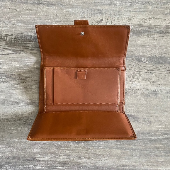 Coach Soho Signature Mini C Trifold Green Jacquard Dark Leather Checkbook Wallet - Picture 5 of 9